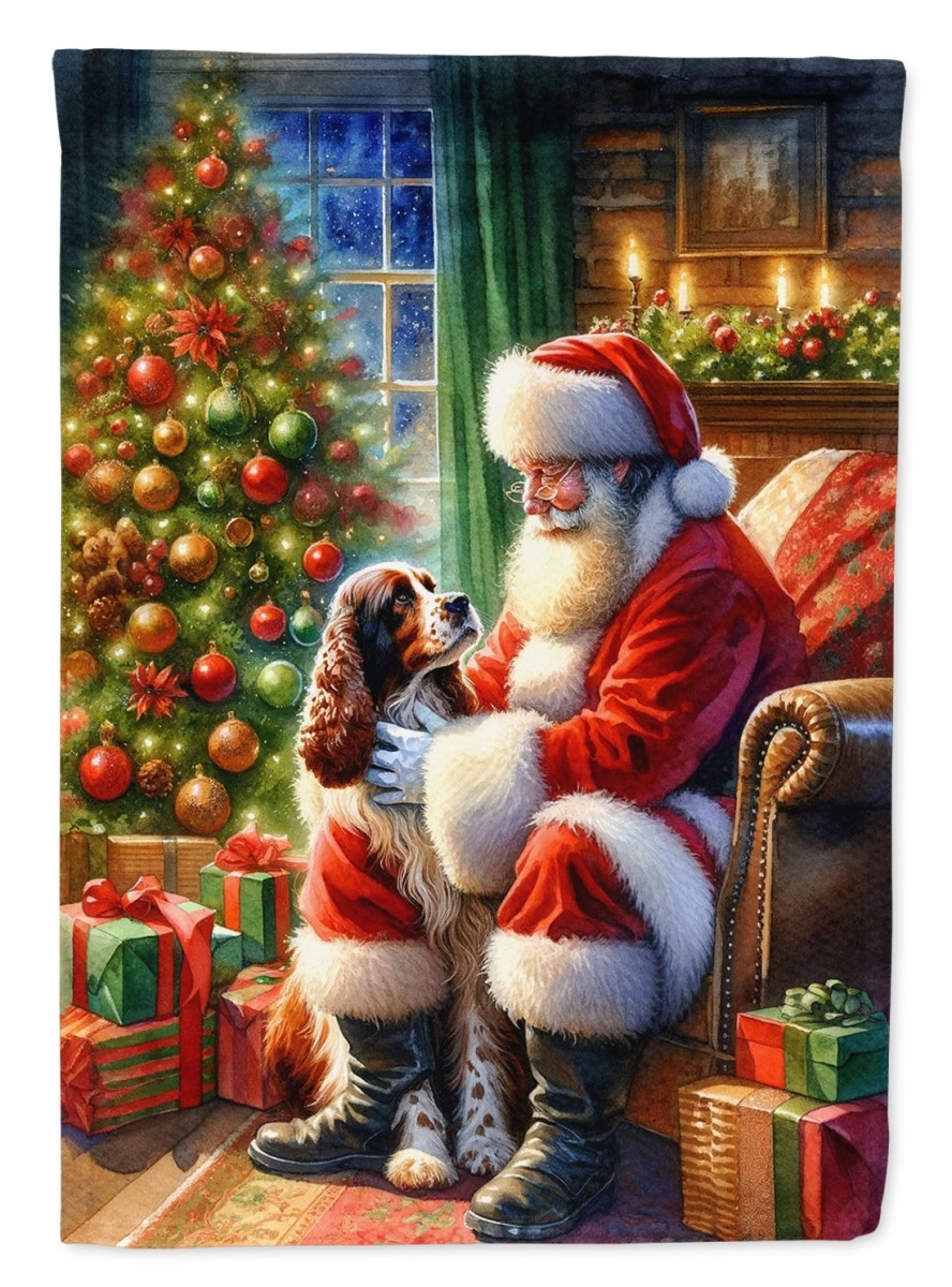 DAC4166GF 15.5 x 11.25 in. Unisex Welsh Springer Spaniel & Santa Claus Polyester Fabric Garden Flag