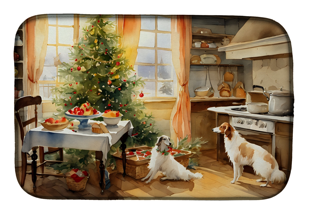 DAC3743DDM 21 x 14 in.  Borzoi Christmas Cookies Dish Drying Mat