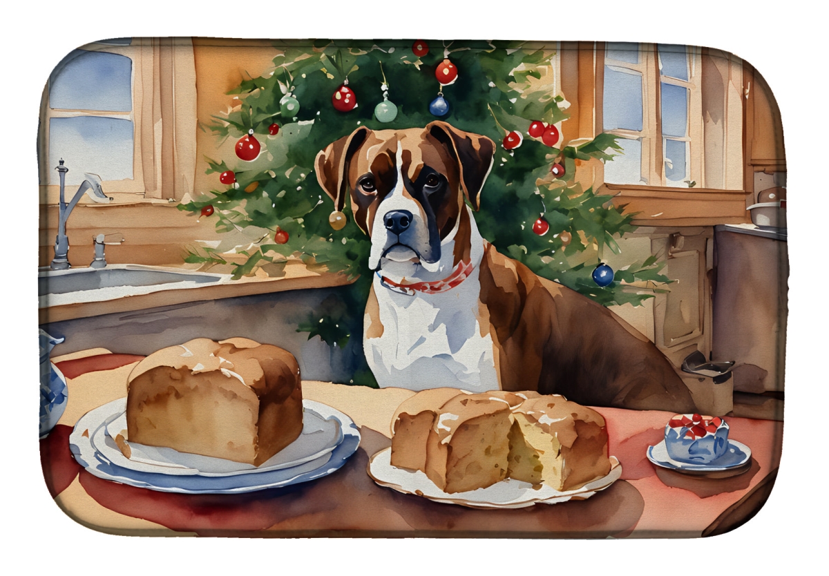 DAC3748DDM 21 x 14 in.  Boxer Christmas Cookies Dish Drying Mat