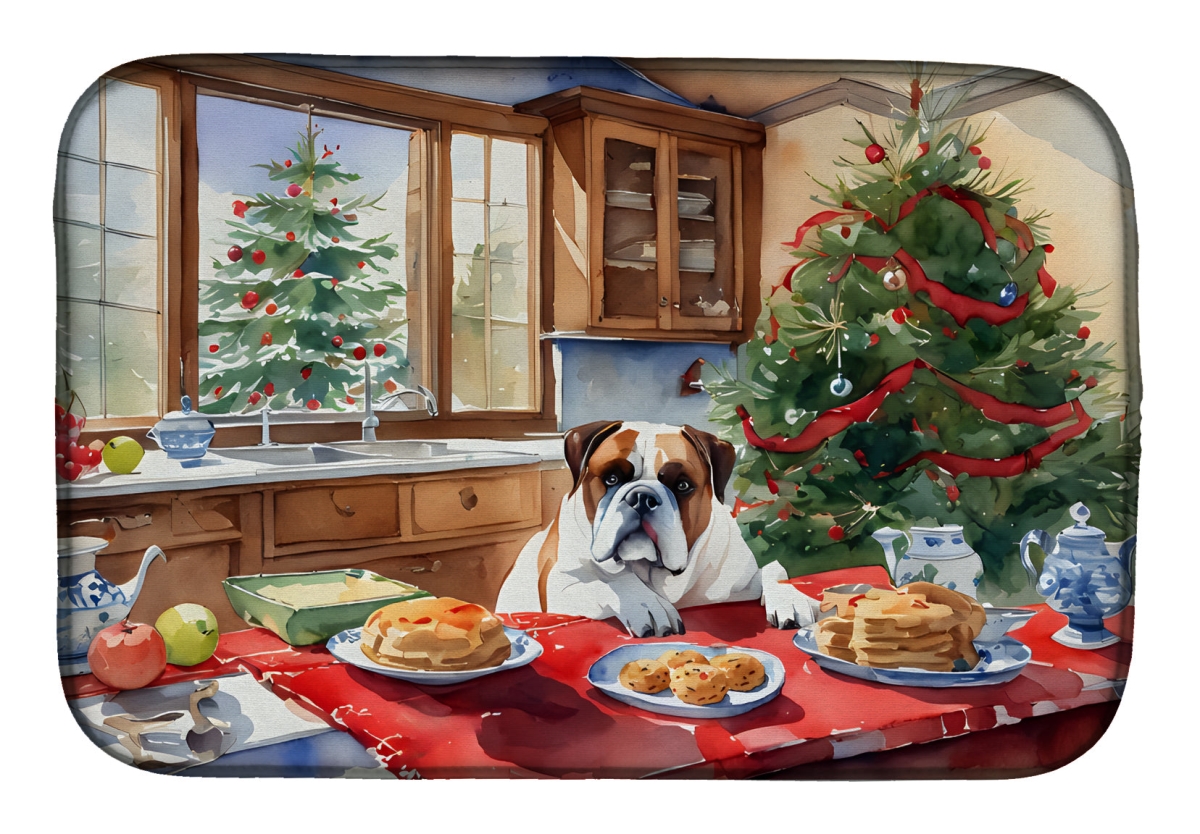 21 x 14 in. Unisex Boxer Christmas Cookies Dish Drying Mat