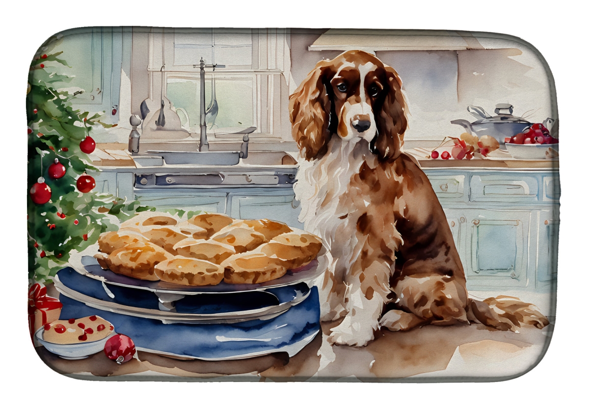 21 x 14 in. Unisex Cocker Spaniel Christmas Cookies Dish Drying Mat