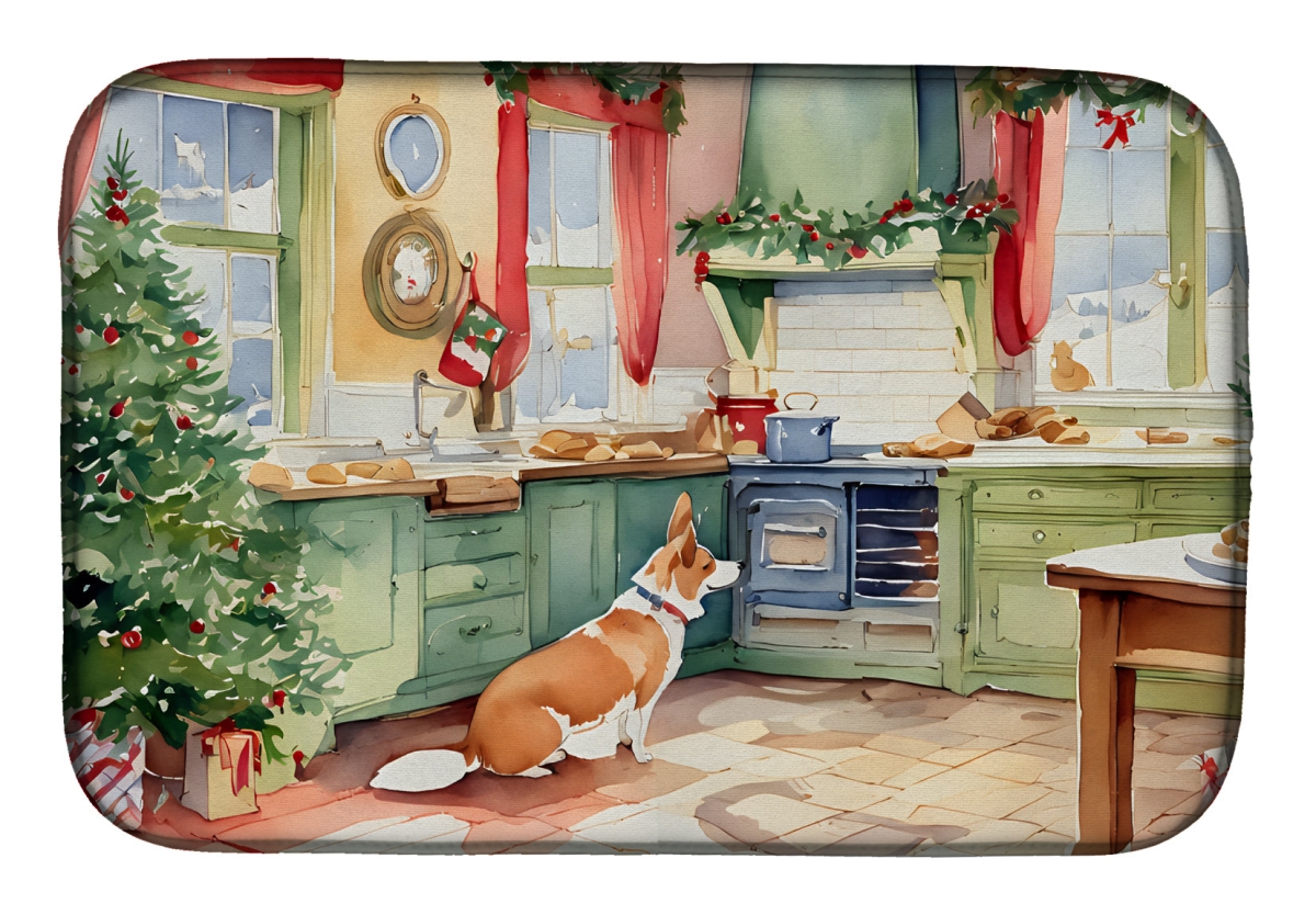 DAC3771DDM 21 x 14 in.  Corgi Christmas Cookies Dish Drying Mat
