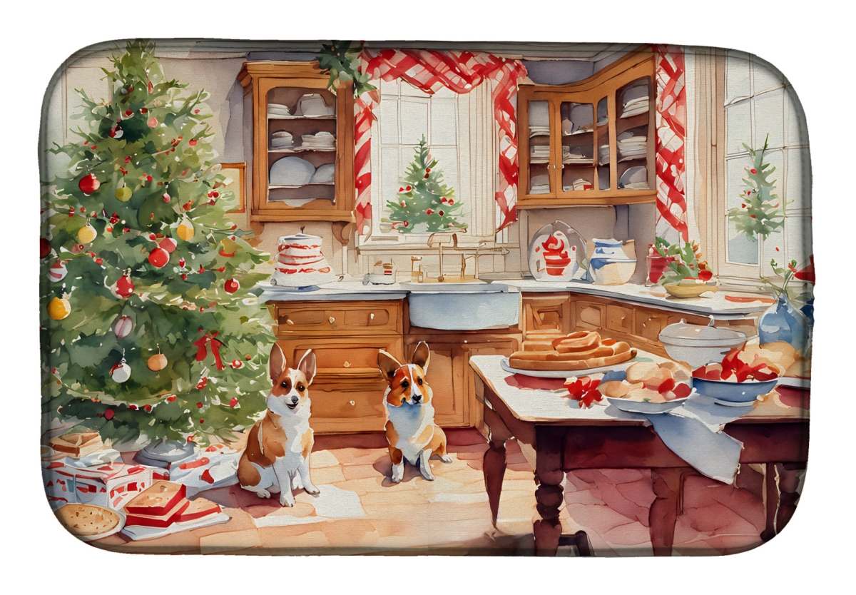 DAC3772DDM 21 x 14 in.  Corgi Christmas Cookies Dish Drying Mat