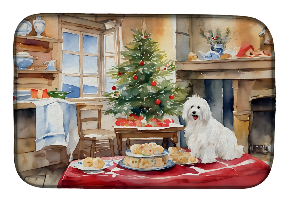 21 x 14 in. Unisex Coton De Tulear Christmas Cookies Dish Drying Mat
