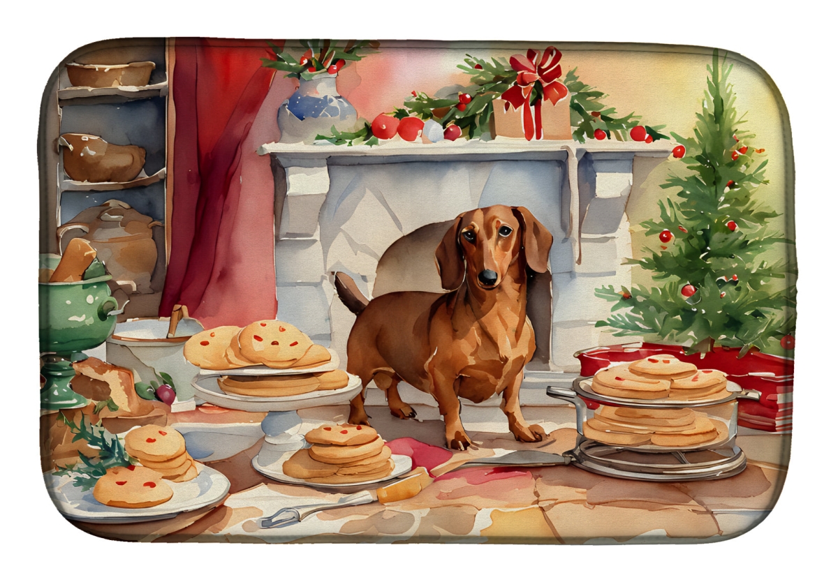 DAC3774DDM 21 x 14 in.  Dachshund Christmas Cookies Dish Drying Mat