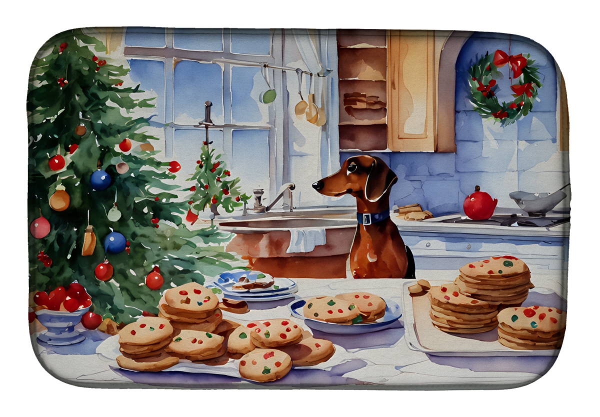 DAC3775DDM 21 x 14 in.  Dachshund Christmas Cookies Dish Drying Mat