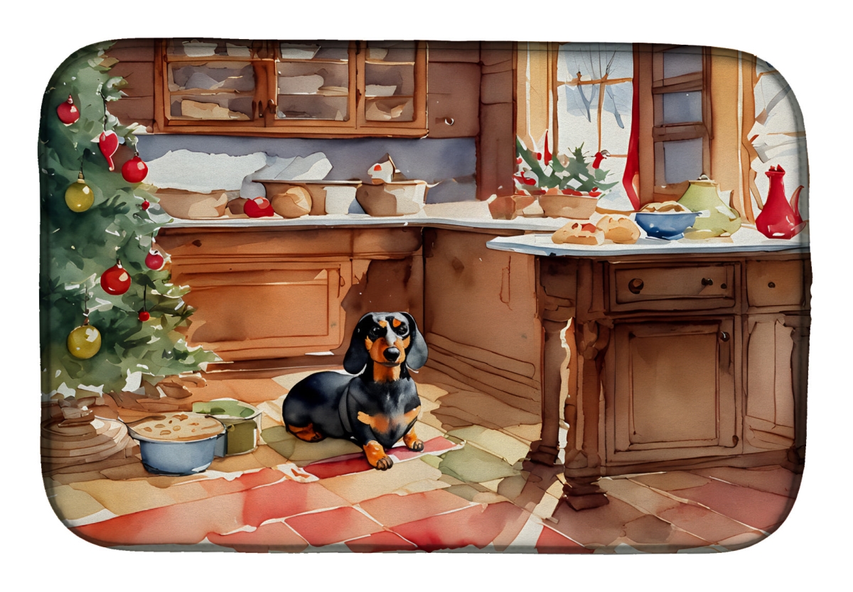DAC3776DDM 21 x 14 in.  Dachshund Christmas Cookies Dish Drying Mat
