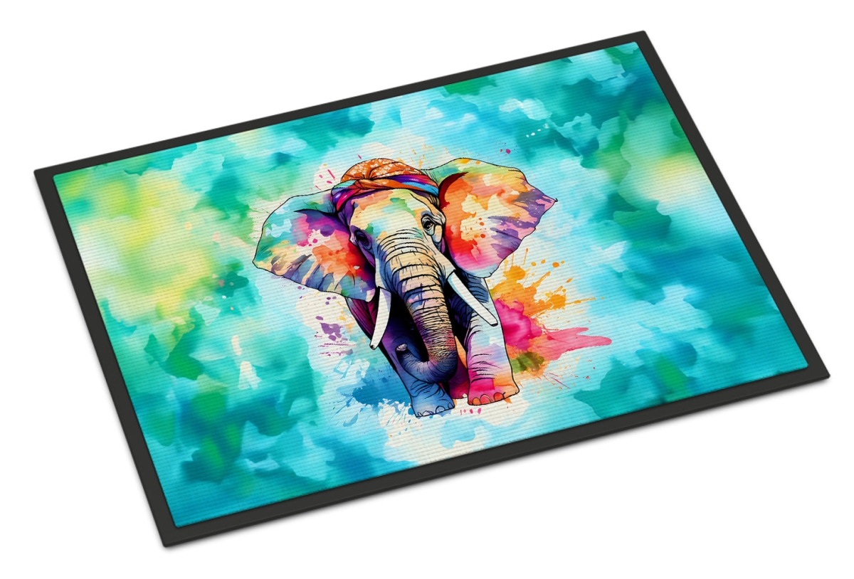 DAC3980MAT 18 x 27 in.  Hippie Animal Elephant Doormat