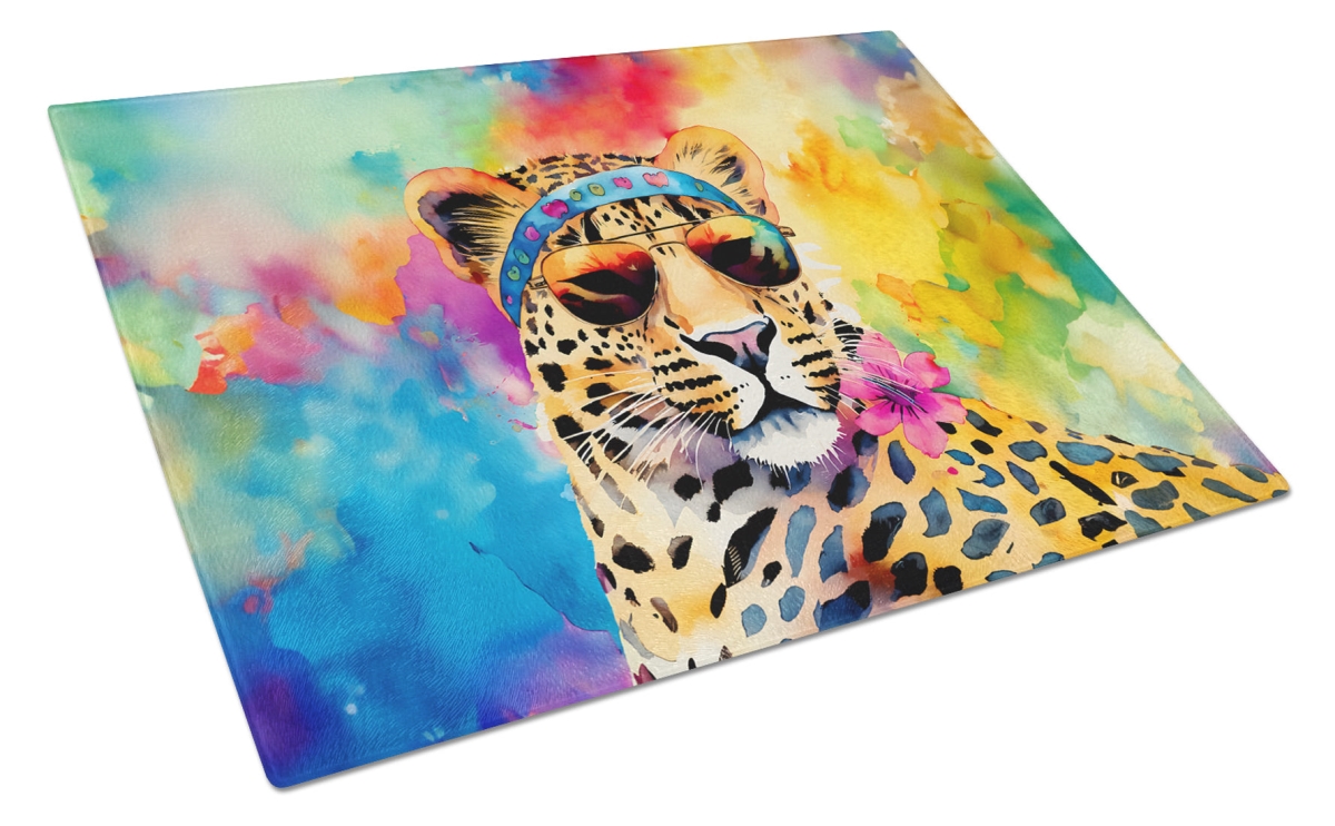 DAC4002LCB 15 x 12 in. Hippie Animal Leopard Glass Cutting Board