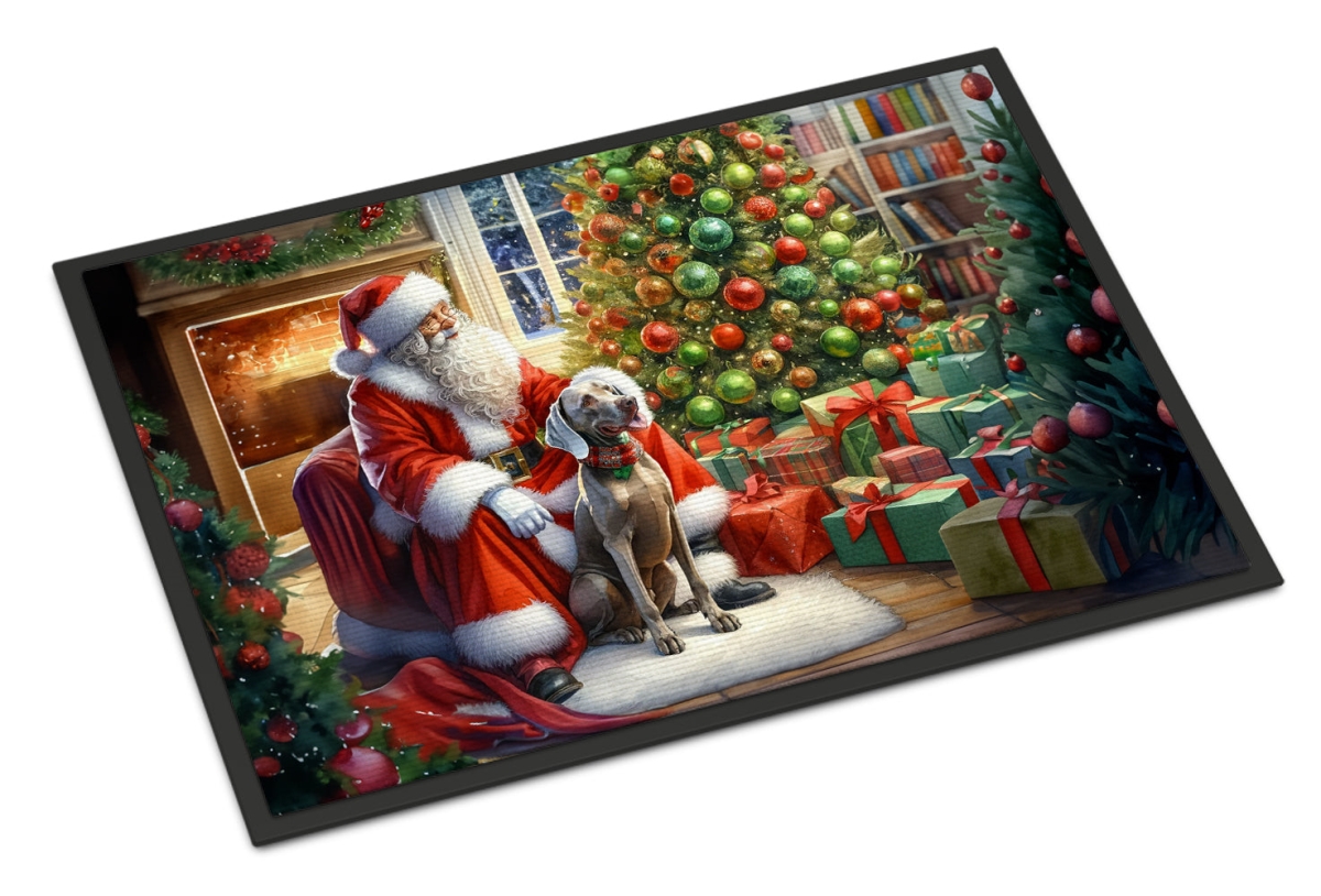 24 x 36 in. Unisex Weimaraner & Santa Claus Doormat