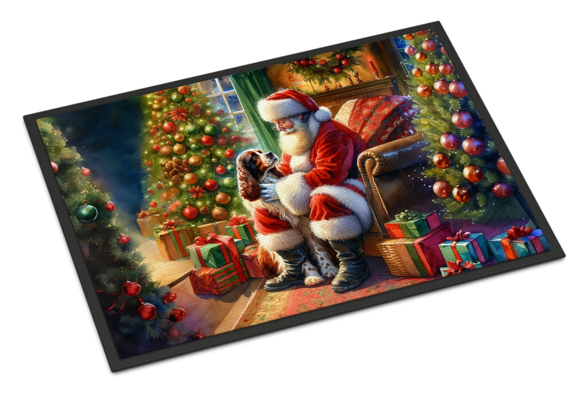 DAC4166JMAT 24 x 36 in.  Welsh Springer Spaniel & Santa Claus Doormat