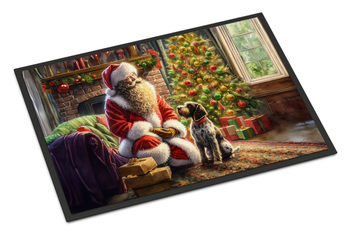 24 x 36 in. Unisex Wirehaired Pointing Griffon & Santa Claus Doormat
