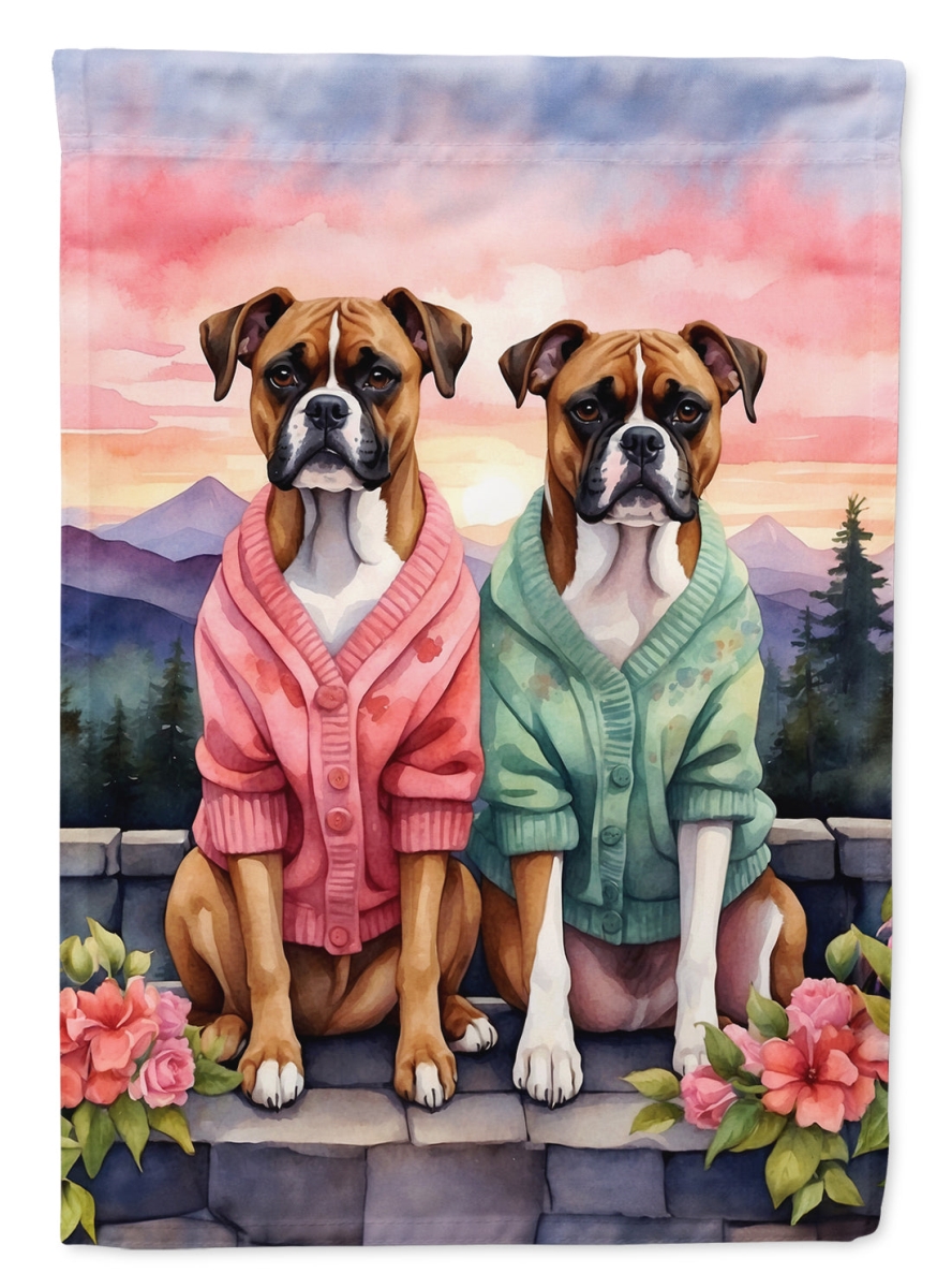 15.5 x 11.25 in. Unisex Boxer Two Hearts Polyester Fabric Garden Flag