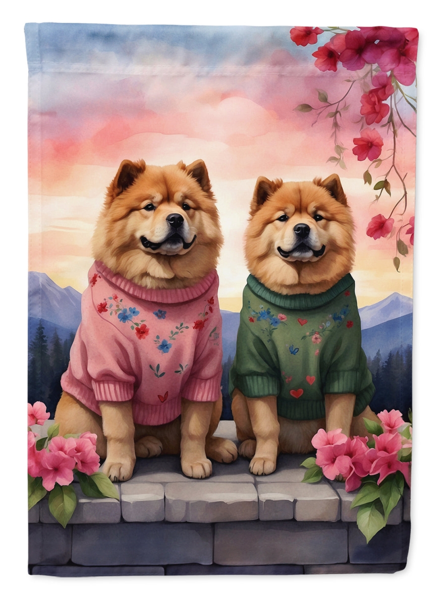 15.5 x 11.25 in. Unisex Chow Chow Two Hearts Polyester Fabric Garden Flag