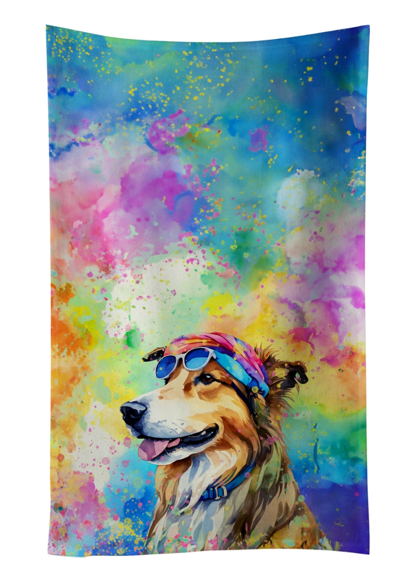 25 x 15 in. Collie Hippie Dawg Kitchen Towel