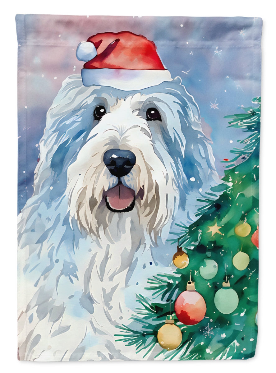 15.5 x 11.25 in. Unisex Old English Sheepdog Christmas Polyester Fabric Garden Flag