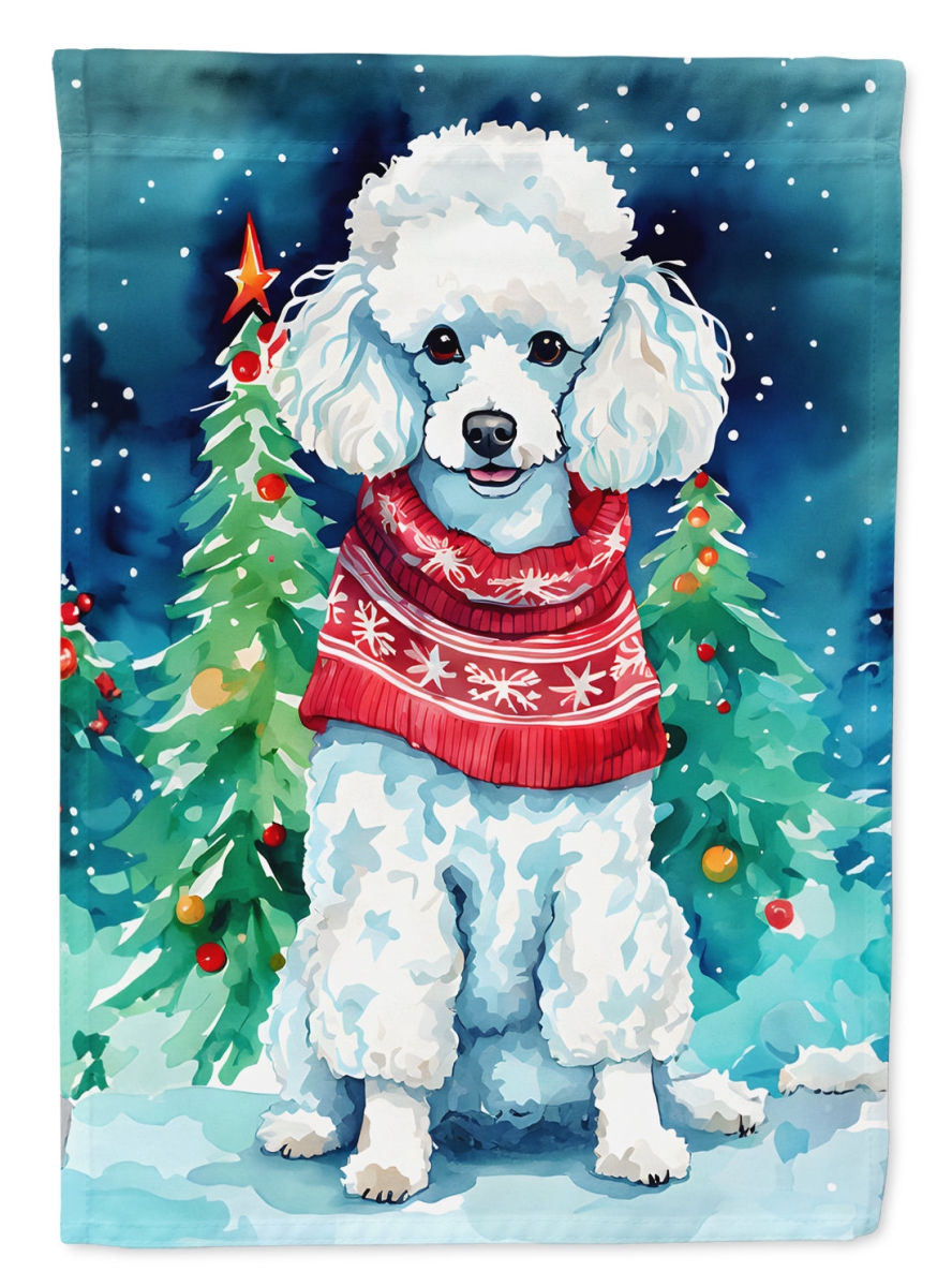 DAC3579GF 15.5 x 11.25 in. Poodle Christmas Polyester Fabric Garden Flag