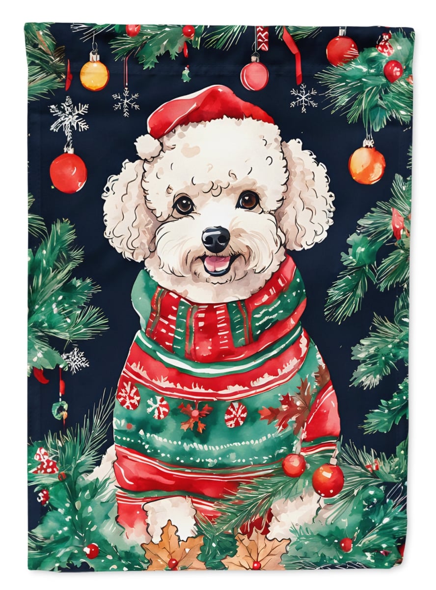 DAC3580GF 15.5 x 11.25 in. Poodle Christmas Polyester Fabric Garden Flag