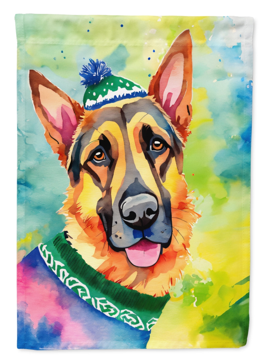 DAC3464CHF 40 x 28 in. German Shepherd Christmas Polyester House Flag