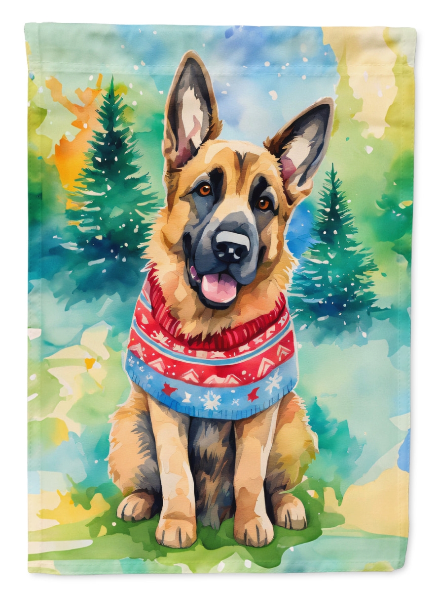 DAC3467CHF 40 x 28 in. German Shepherd Christmas Polyester House Flag