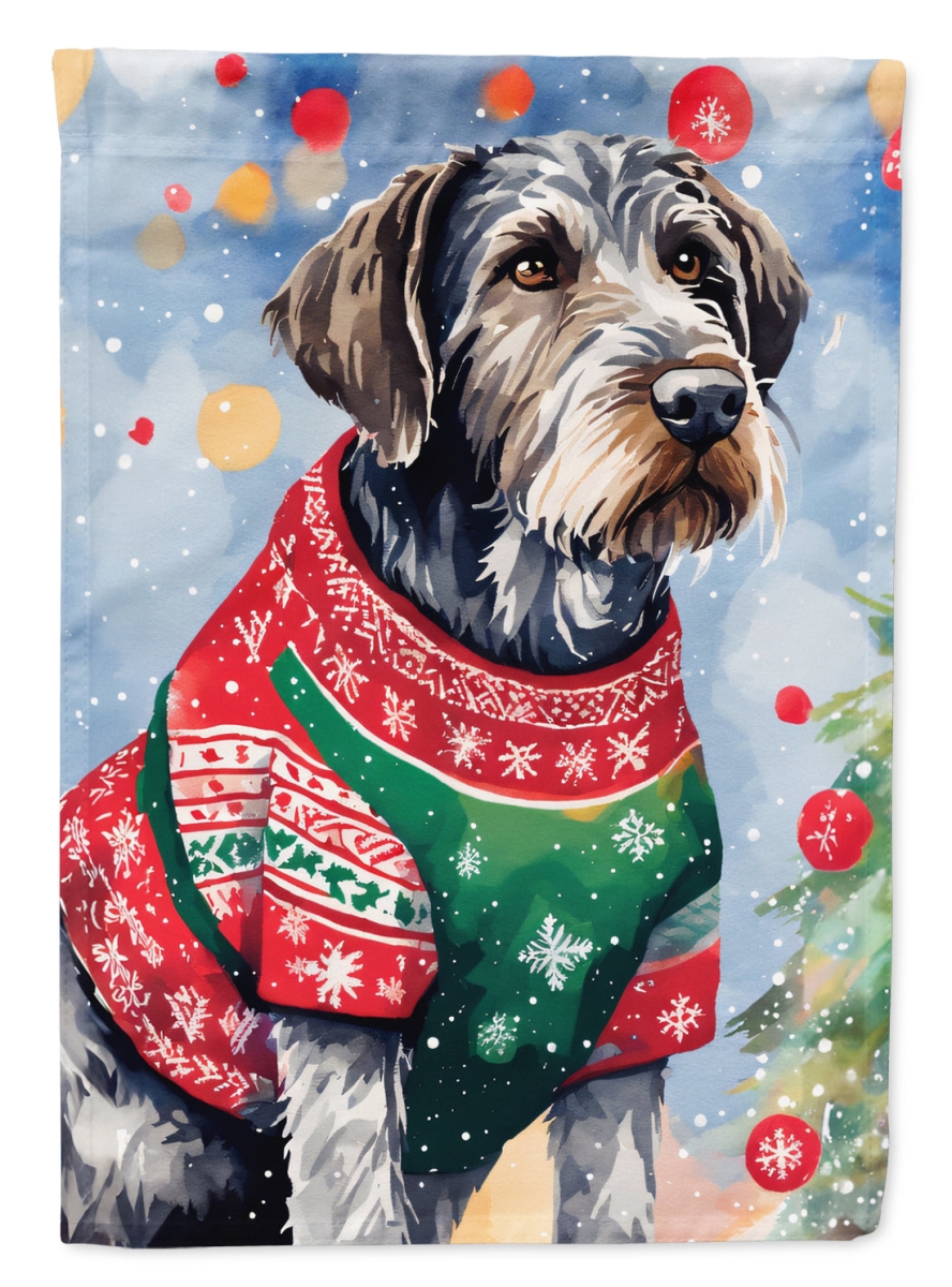 DAC3471CHF 40 x 28 in. Unisex German Wirehaired Pointer Christmas Polyester House Flag