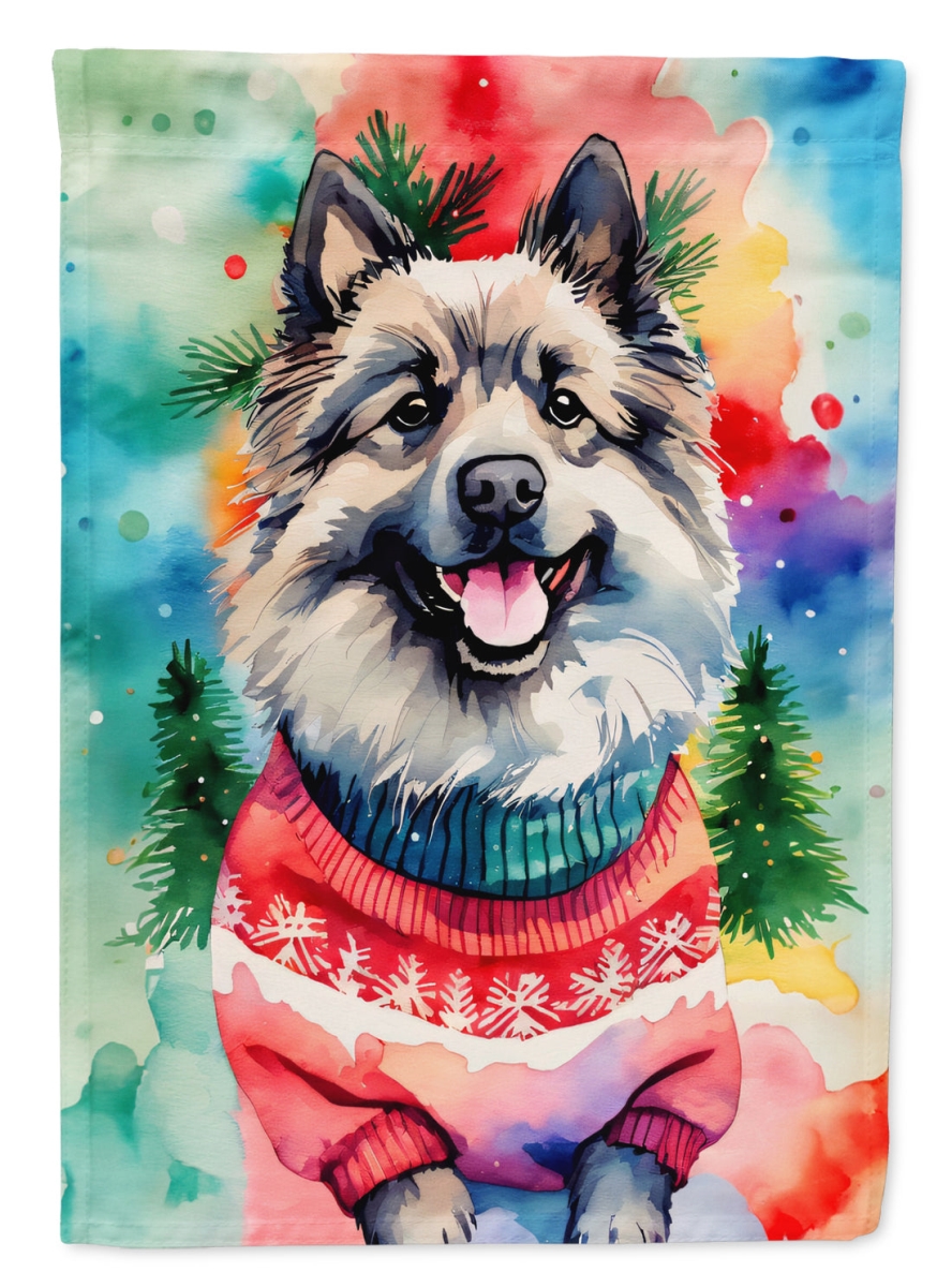 40 x 28 in. Unisex Keeshond Christmas Polyester House Flag
