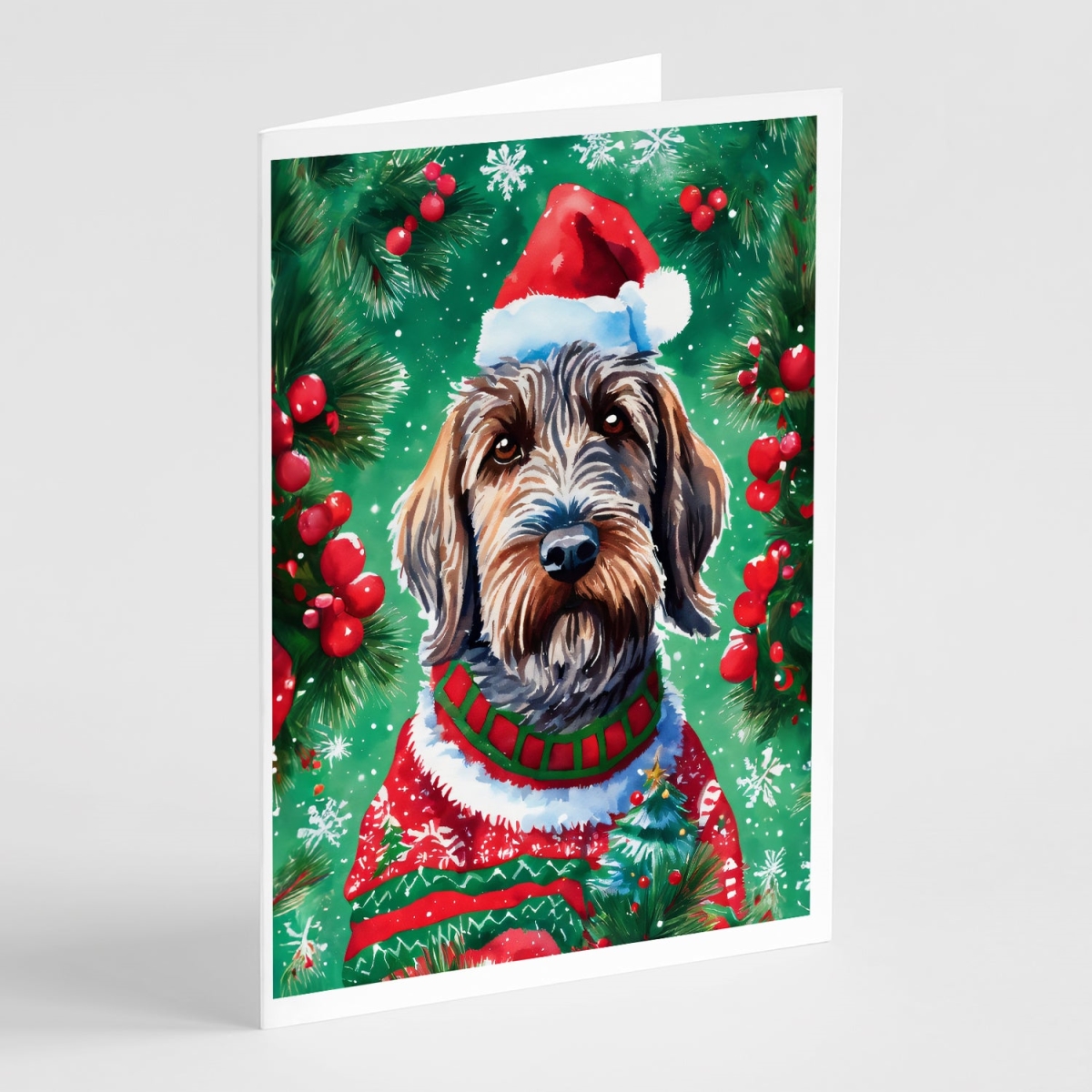 DAC3691GCA7P 5 x 7 in. Unisex Wirehaired Pointing Griffon Christmas Greeting Cards - Pack of 8