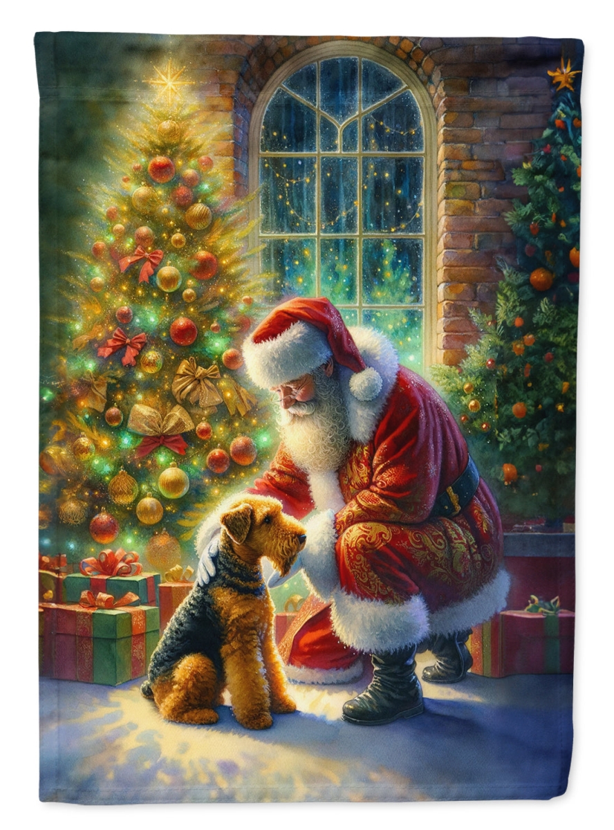 40 x 28 in. Unisex Airedale Terrier & Santa Claus Polyester House Flag