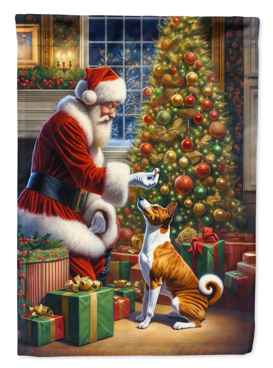 DAC4062CHF 40 x 28 in. Basenji & Santa Claus Polyester House Flag