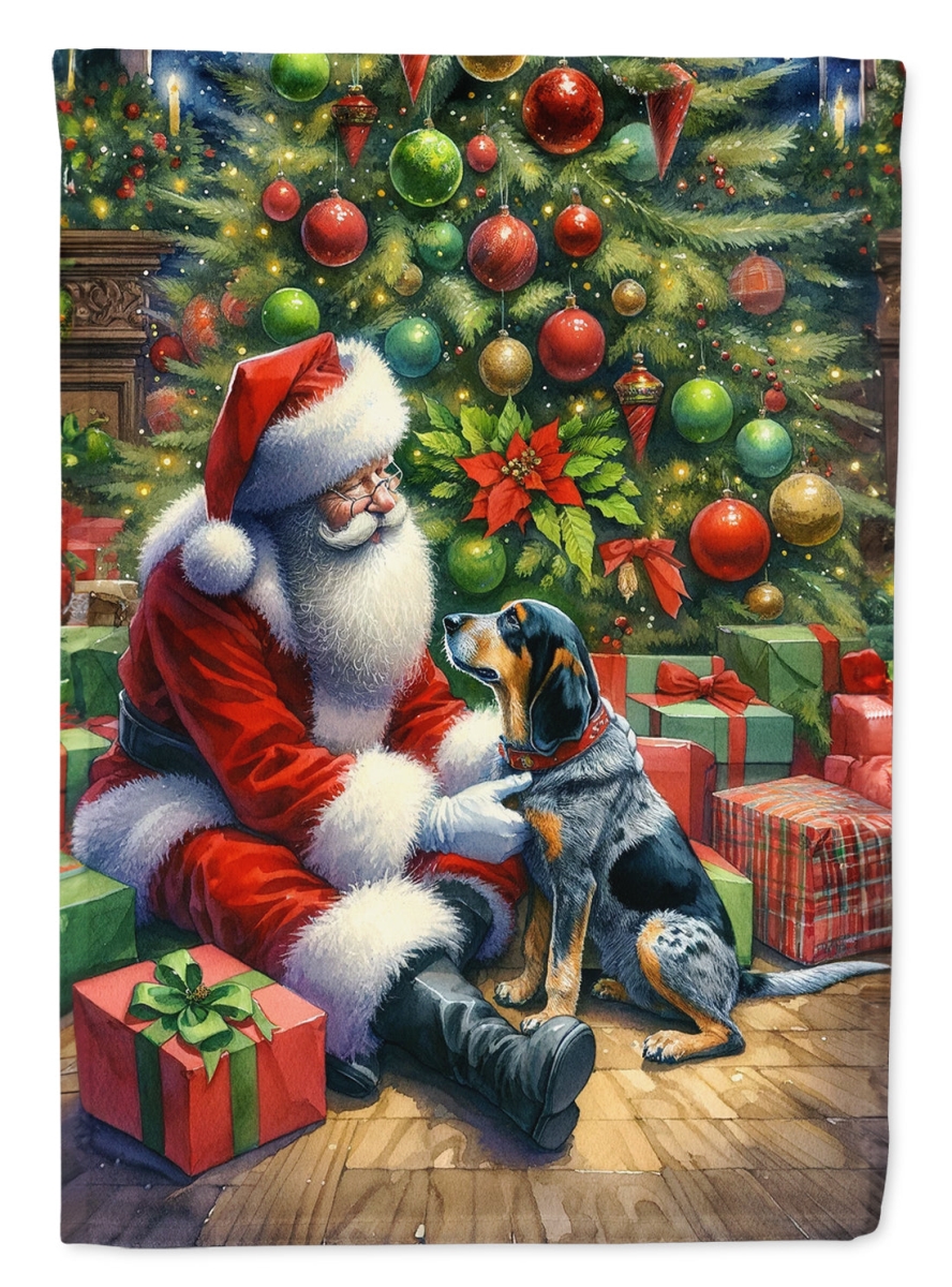 40 x 28 in. Unisex Bluetick Hound & Santa Claus Polyester House Flag