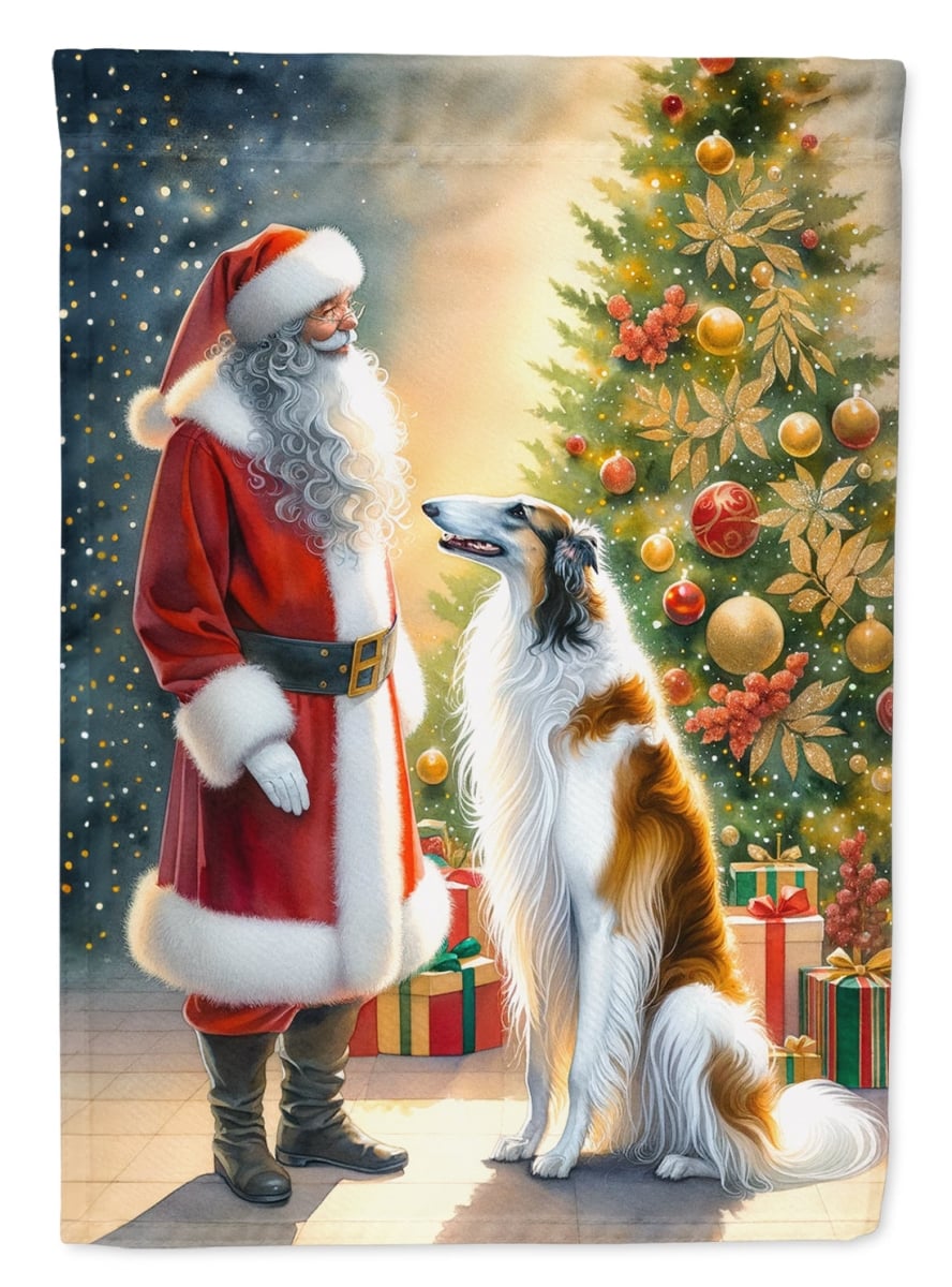 DAC4077CHF 40 x 28 in. Borzoi & Santa Claus Polyester House Flag