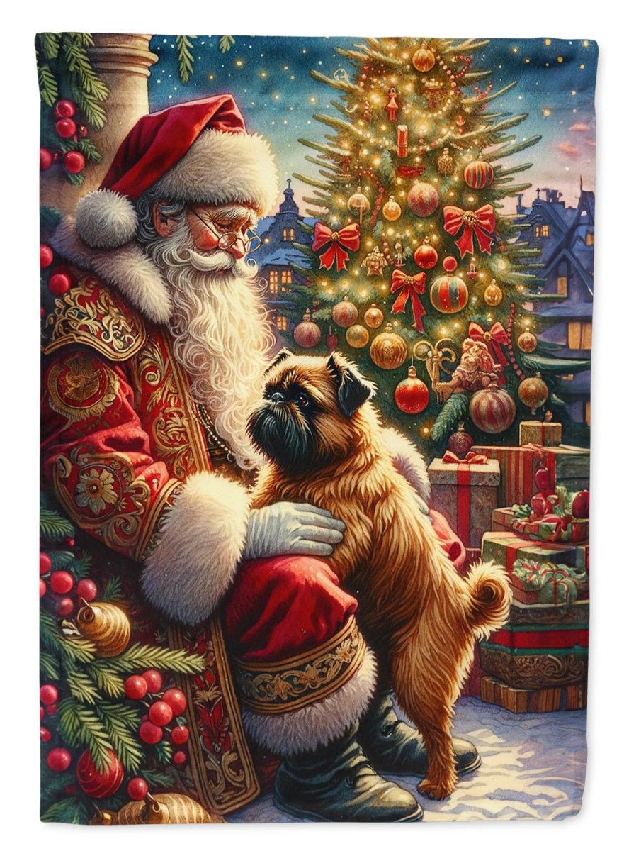 40 x 28 in. Unisex Brussels Griffon & Santa Claus Polyester House Flag
