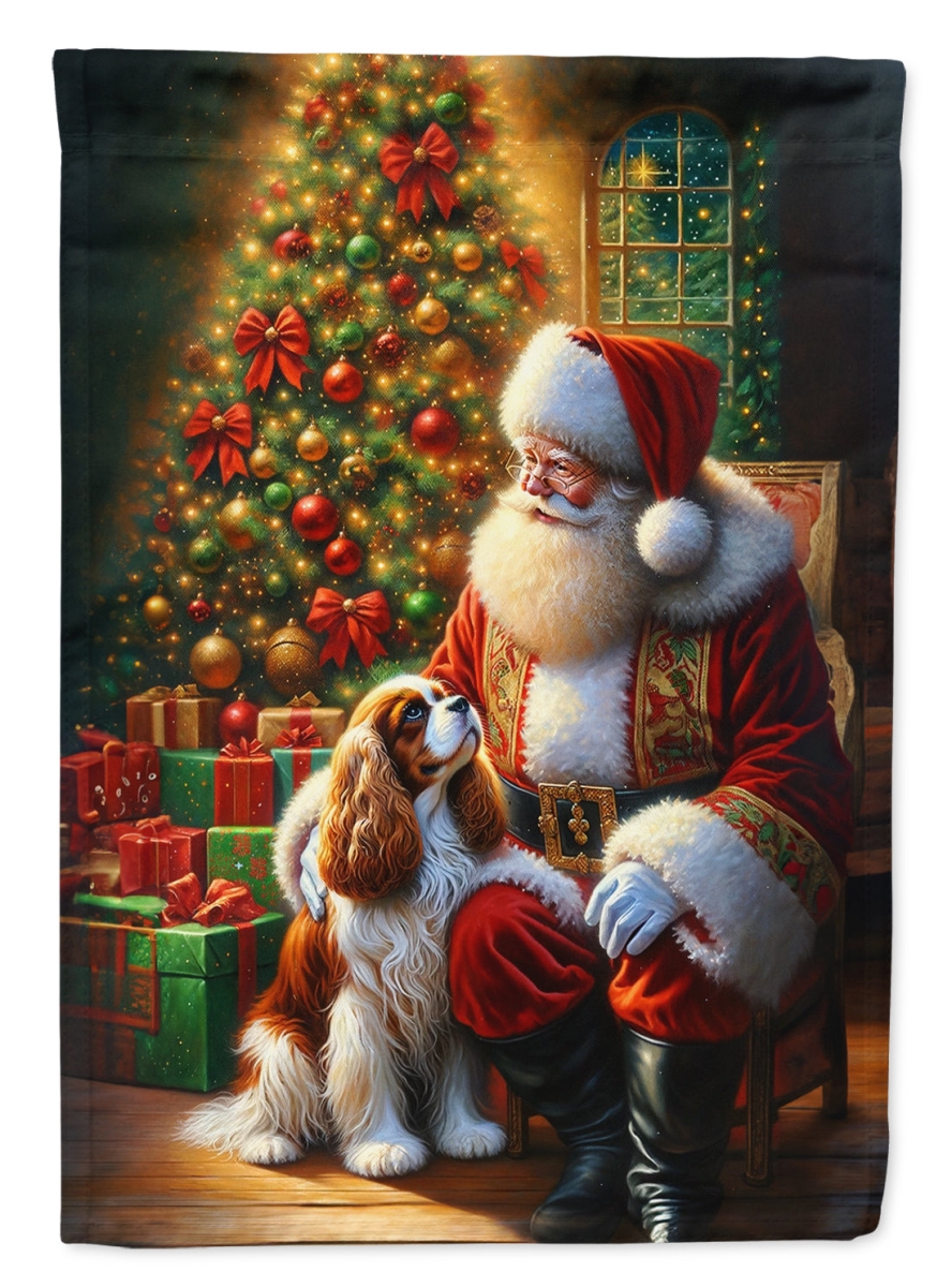 40 x 28 in. Unisex Cavalier Spaniel & Santa Claus Polyester House Flag