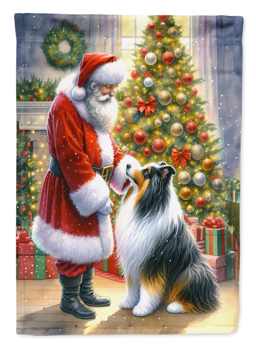 DAC4097CHF 40 x 28 in. Collie & Santa Claus Polyester House Flag
