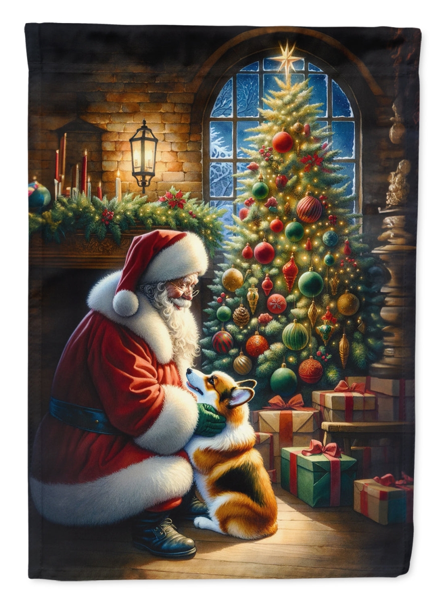 DAC4098CHF 40 x 28 in. Corgi & Santa Claus Polyester House Flag