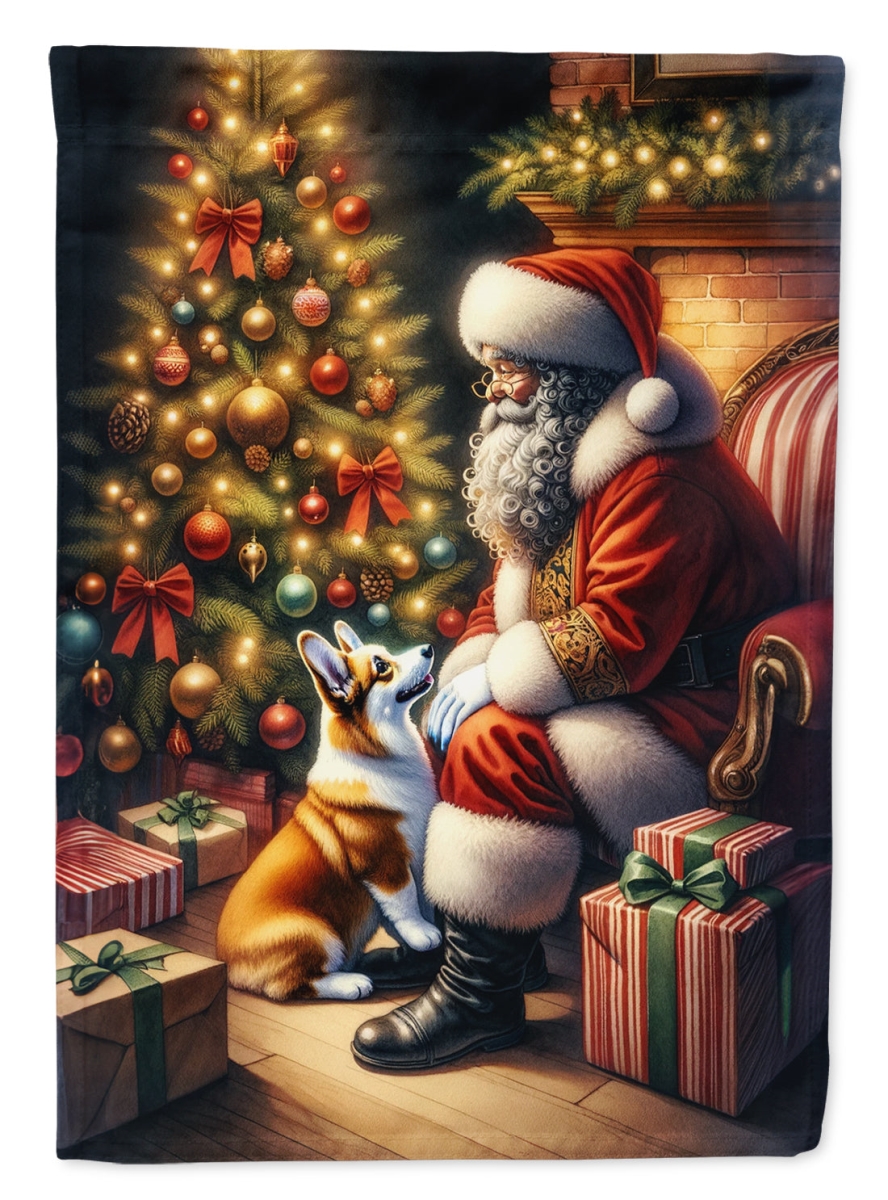 DAC4099CHF 40 x 28 in. Corgi & Santa Claus Polyester House Flag