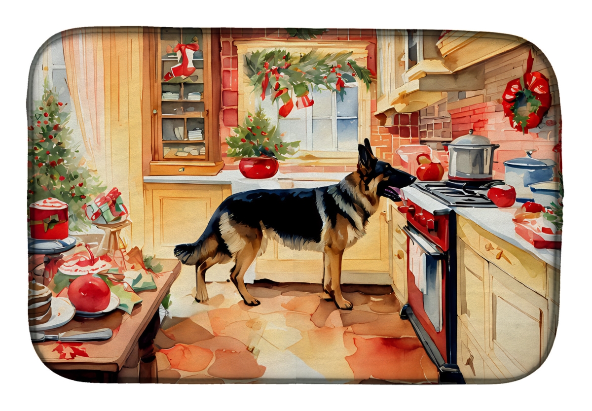 21 x 14 in. Unisex German Shepherd Christmas Cookies Dish Drying Mat