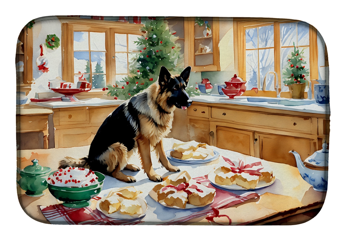 21 x 14 in. Unisex German Shepherd Christmas Cookies Dish Drying Mat