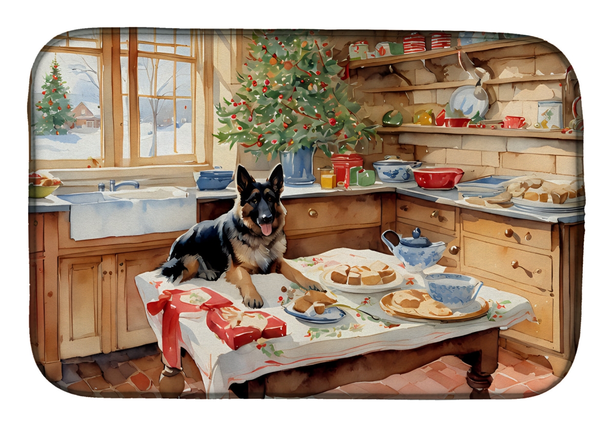 21 x 14 in. Unisex German Shepherd Christmas Cookies Dish Drying Mat