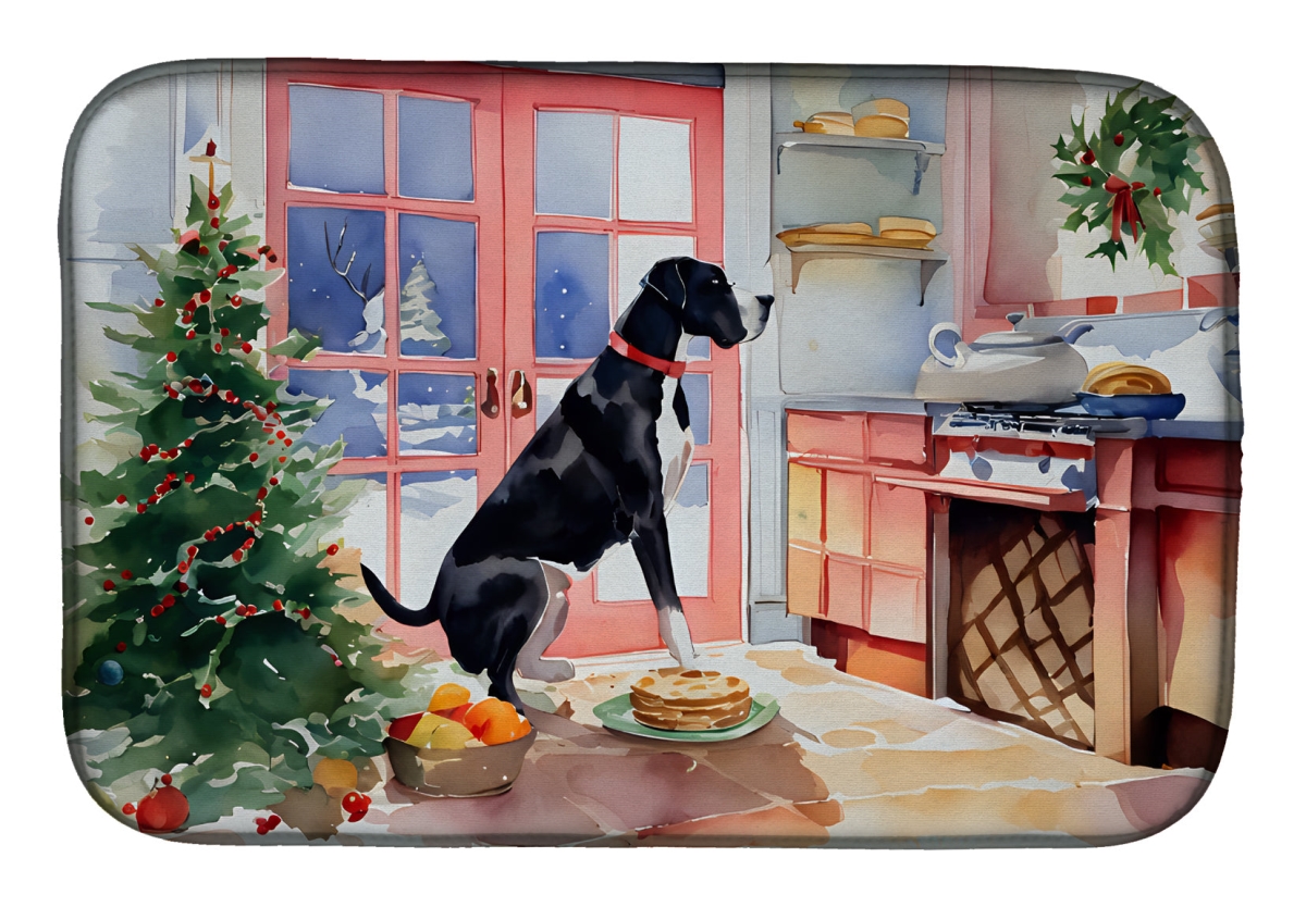 21 x 14 in. Unisex Great Dane Christmas Cookies Dish Drying Mat