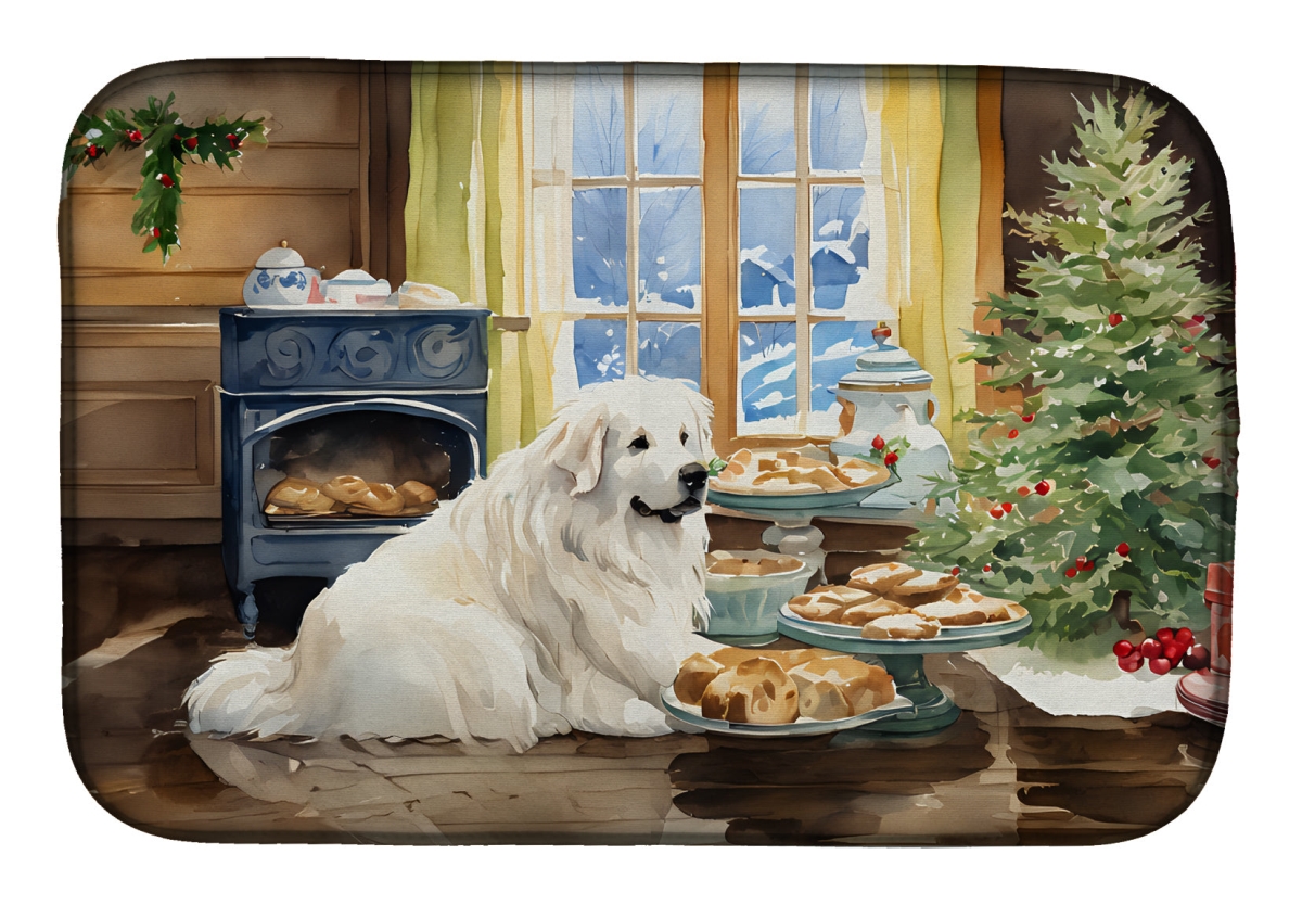 21 x 14 in. Unisex Great Pyrenees Christmas Cookies Dish Drying Mat