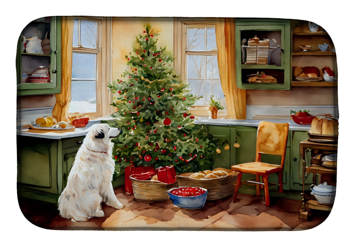 21 x 14 in. Unisex Great Pyrenees Christmas Cookies Dish Drying Mat