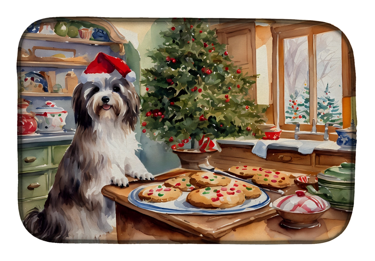 21 x 14 in. Unisex Havanese Christmas Cookies Dish Drying Mat