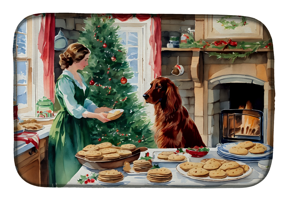 21 x 14 in. Unisex Irish Setter Christmas Cookies Dish Drying Mat