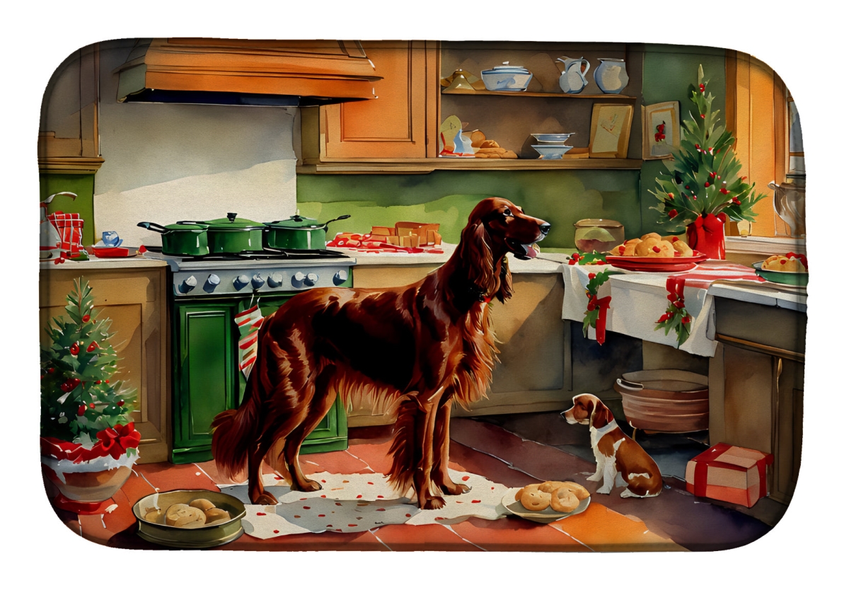 21 x 14 in. Unisex Irish Setter Christmas Cookies Dish Drying Mat