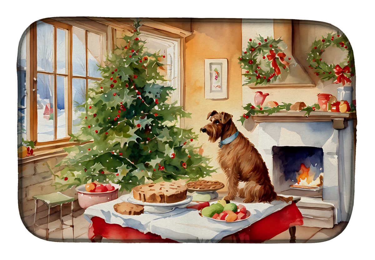 21 x 14 in. Unisex Irish Terrier Christmas Cookies Dish Drying Mat