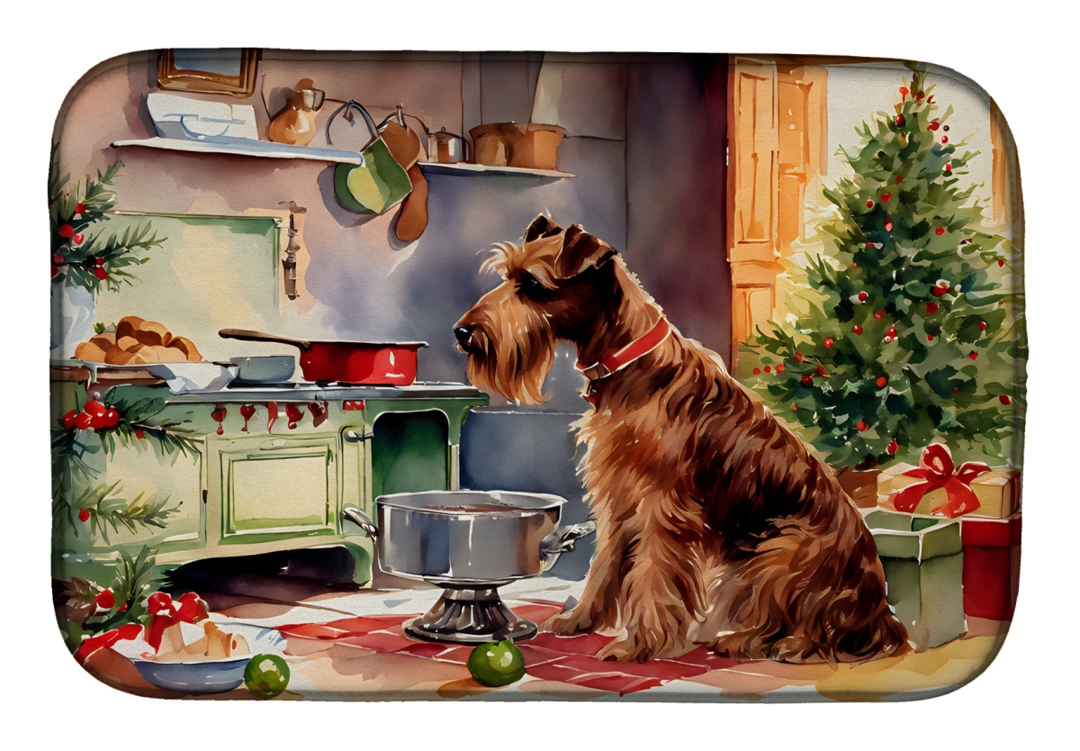 21 x 14 in. Unisex Irish Terrier Christmas Cookies Dish Drying Mat