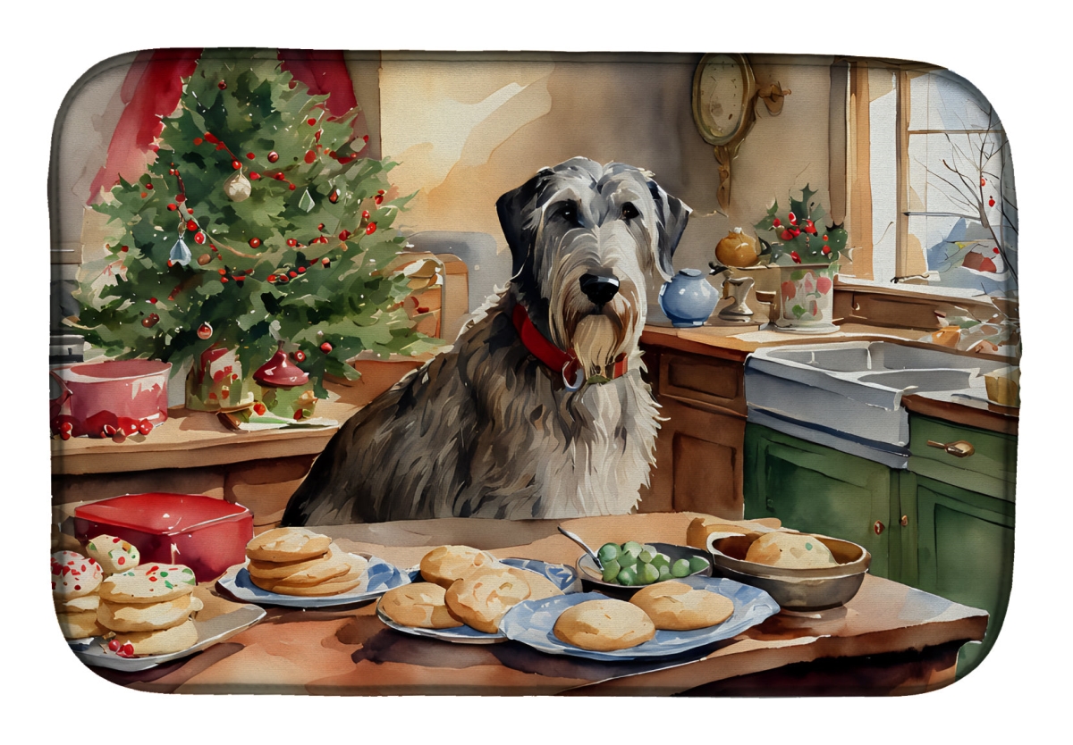 21 x 14 in. Unisex Irish Wolfhound Christmas Cookies Dish Drying Mat