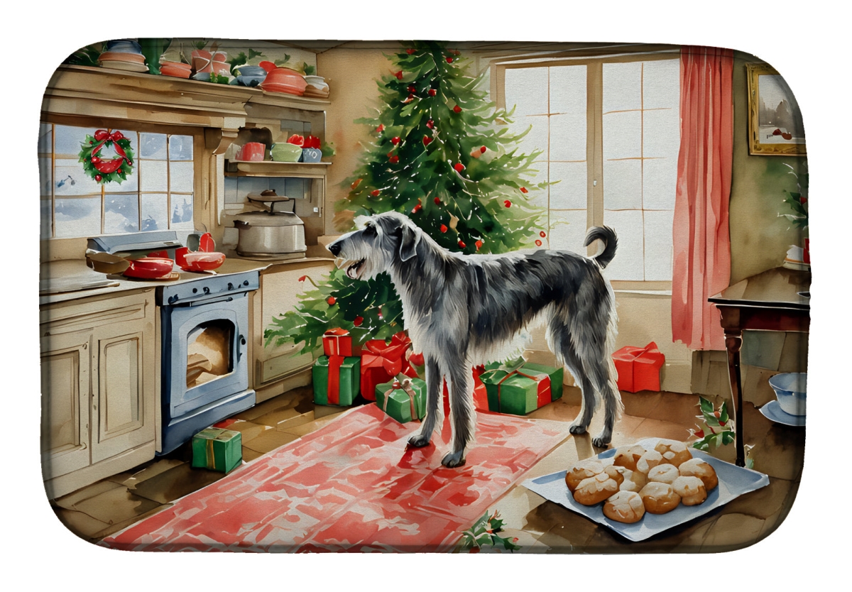 21 x 14 in. Unisex Irish Wolfhound Christmas Cookies Dish Drying Mat