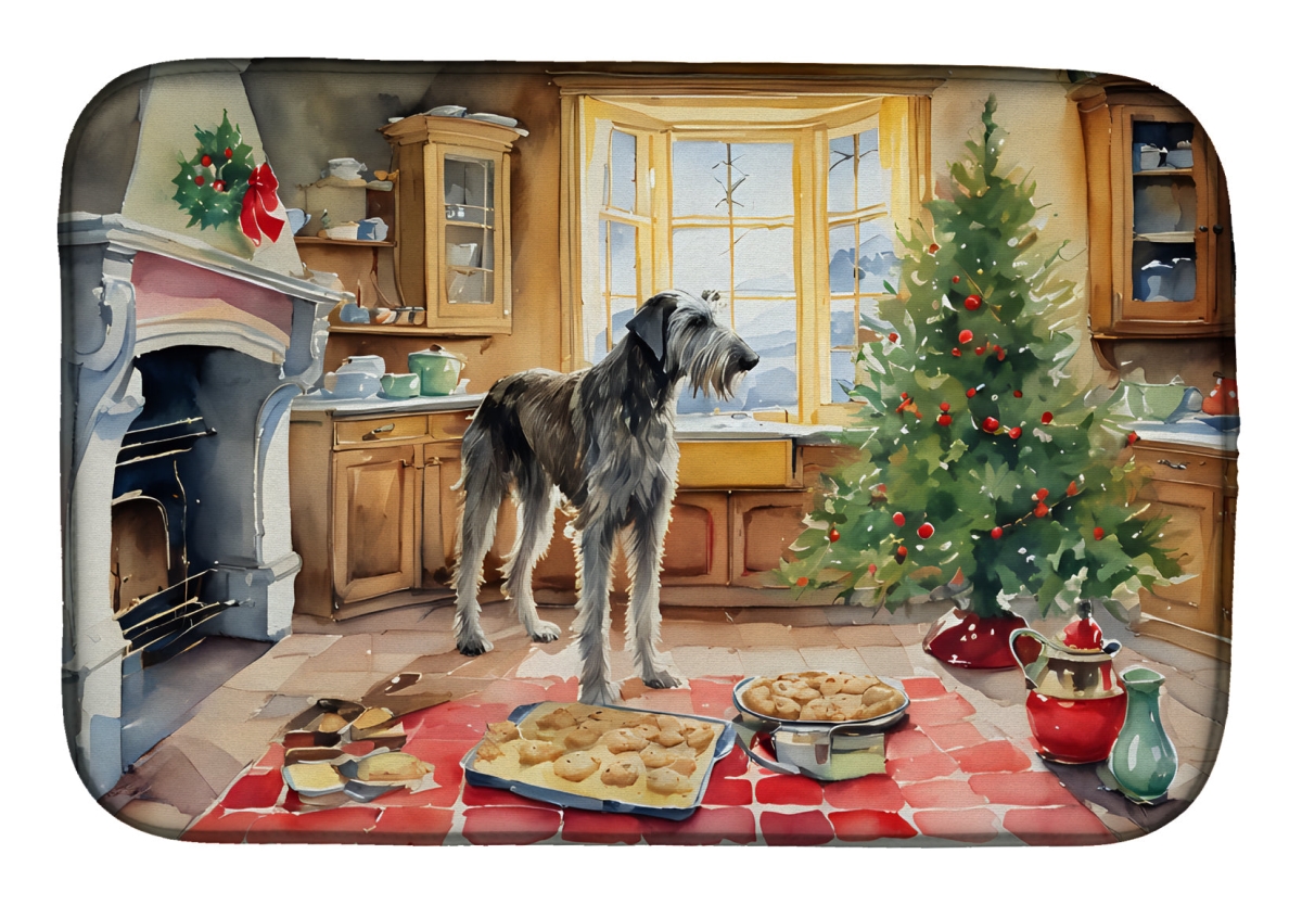 21 x 14 in. Unisex Irish Wolfhound Christmas Cookies Dish Drying Mat